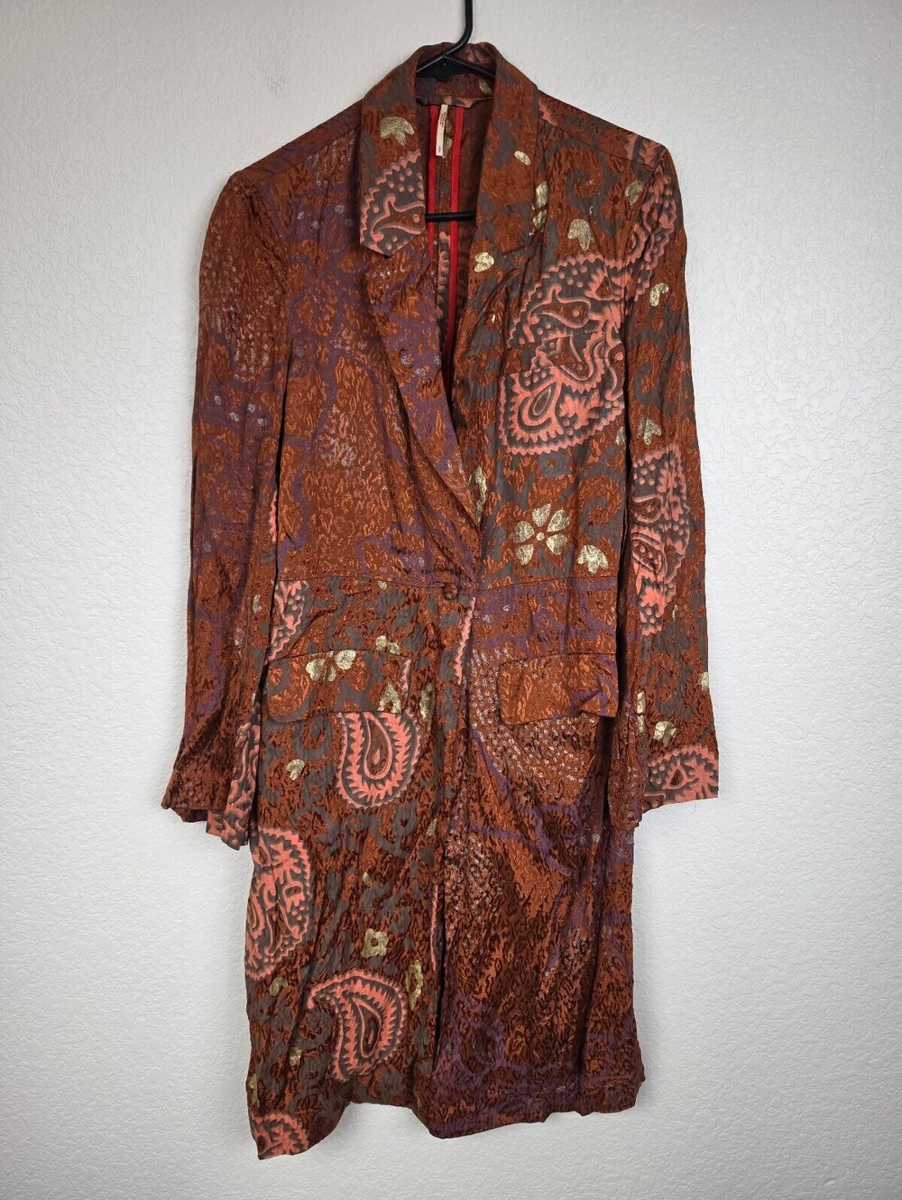 Free People Paisley Patterned Viscose Cardigan Jacket